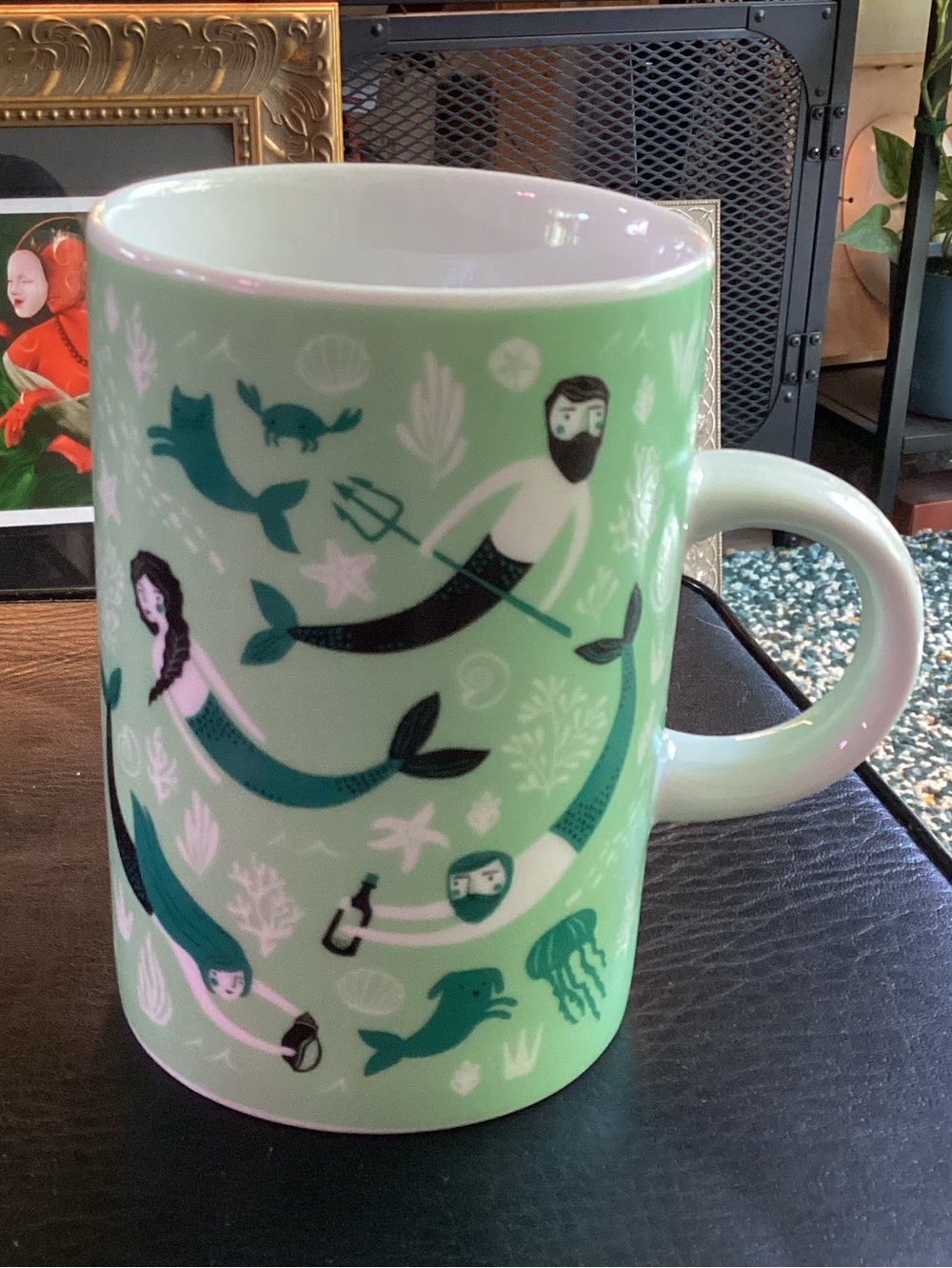 Mermaid & Sea Creatures Green Ceramic Coffee Mug - Brand - Picture 2 of 3